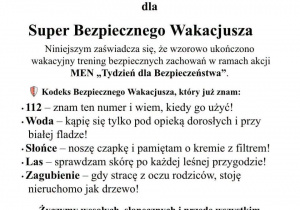Dyplom dla Super Bezpiecznego Wakcjusza