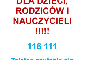 Ważne telefony dla dzieci i rodziców 116 111